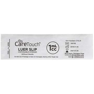 Care Touch CTSLS1-VC Luer Slip Syringe 1ml - 100ct No needle