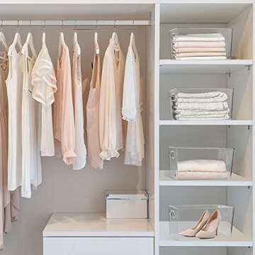 KAZIPA 4 Pack Kitchen Organizers - Clear Plastic Storage Bins for Fridge, Pantry, Cabinet, Countertops and Bathroom