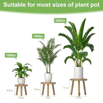 Vecxoty 3-Pack Wood Plant Stands - Mid-Century Modern Design for Indoor Plants
