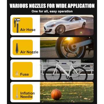 Howtine Tire Inflator Cordless Air Compressor, Portable 150 PSI Digital Air Pump for Car Tires with 20V Rechargeable Li-ion Battery, 12V Car Power Adapter, Digital Pressure Gauge, Handheld Tire Pump