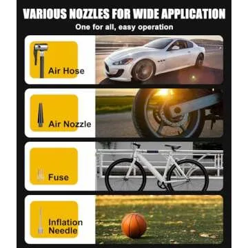 Howtine Tire Inflator Cordless Air Compressor, Portable 150 PSI Digital Air Pump for Car Tires with 20V Rechargeable Li-ion Battery, 12V Car Power Adapter, Digital Pressure Gauge, Handheld Tire Pump