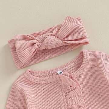 CIYCUIT Baby Girls Clothes Newborn Long Sleeve Zip Up Onesie Romper with Headband Fall Winter Outfit...