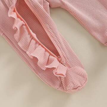 CIYCUIT Baby Girls Clothes Newborn Long Sleeve Zip Up Onesie Romper with Headband Fall Winter Outfits Pink Newborn