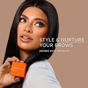 NueDerma - Brow Seal with Castor Oil - Clear Eyebrow Gel, Brow Wax, Waterproof Eyebrow Makeup, Brow Styling Wax for Feathered & Fluffy Brows - 1 OZ