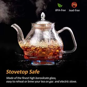 Elegant 40oz Glass Teapot with Removable Infuser