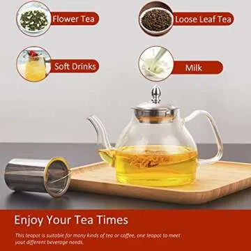 Elegant 40oz Glass Teapot with Removable Infuser