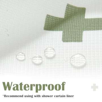 jinchan Green and White Shower Curtain Cross Pattern Geometric Cute Positive Inspirational Modern Fabric Shower Curtains for Bathroom Waterproof with 12 Hooks 70x72 Inches