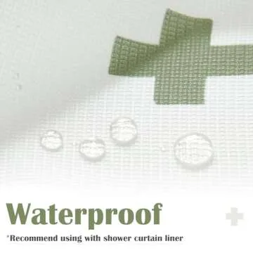 jinchan Green and White Shower Curtain Cross Pattern Geometric Cute Positive Inspirational Modern Fabric Shower Curtains for Bathroom Waterproof with 12 Hooks 70x72 Inches