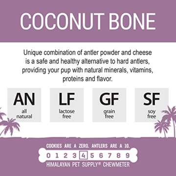 Coconut and Himalayan Cheese Dog Chew | Long Lasting, Stain Free, Protein Rich, Low Odor | 100% Natural, Healthy & Safe | No Lactose, Gluten Or Grains | Coconut Bone | for Dogs 45 Lbs & Smaller