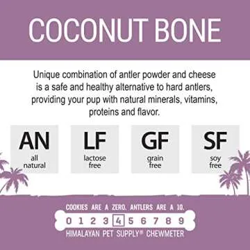 Coconut and Himalayan Cheese Dog Chew | Long Lasting, Stain Free, Protein Rich, Low Odor | 100% Natural, Healthy & Safe | No Lactose, Gluten Or Grains | Coconut Bone | for Dogs 45 Lbs & Smaller