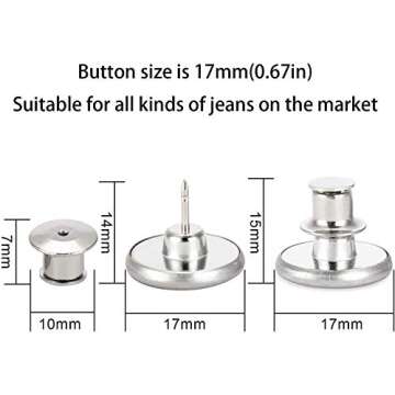 6PCS Perfect Fit Instant Button, Instant Buttons, Jean Replacement Buttons Removable Button No Sew B...
