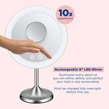 Conair Lighted Makeup Mirror with 10X Spot Magnification, LED Vanity Mirror, Handheld Mirror, 1X/10x...