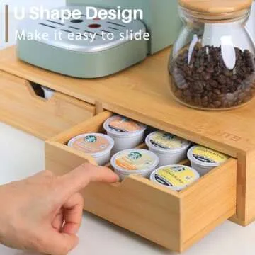 HTB K Cup Holder Compatible with K Cups,Coffee Pod Holder Holds Up 30 Cups,K Cup Organizer Storage Drawer