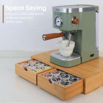 HTB K Cup Holder Compatible with K Cups,Coffee Pod Holder Holds Up 30 Cups,K Cup Organizer Storage Drawer