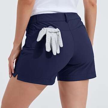 Willit Women's 4.5" Golf Shorts Hiking Athletic Shorts with Pockets Quick Dry Water Resistant Navy B...