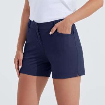 Willit Women's 4.5" Golf Shorts Hiking Athletic Shorts with Pockets Quick Dry Water Resistant Navy Blue Size 12