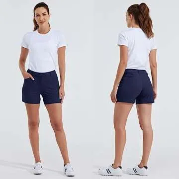 Willit Women's 4.5" Golf Shorts Hiking Athletic Shorts with Pockets Quick Dry Water Resistant Navy Blue Size 12