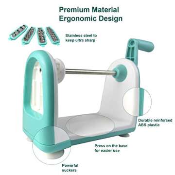 Easy&Fine Spiralizer 5-Blade Vegetable Slicer, Strongest-and-Heaviest Spiral Slicer, Best Veggie Pasta Spaghetti Maker for Keto/Paleo/Gluten-Free