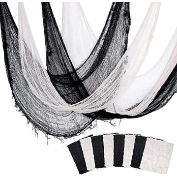 Alpurple 8PCS Halloween Creepy Cloth Decoration - Spooky Black and White Drape Fabric for Halloween ...