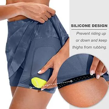 Soothfeel Pleated Tennis Skirt for Women with Pockets Women's High Waisted Athletic Golf Skorts Skirts for Workout Running（Tie Dye Dusty Blue, XS）