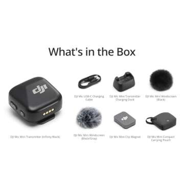 DJI Mic Mini Transmitter (Infinity Black), Ultralight, Detail-Rich Audio, DJI OsmoAudio, Noise Cancelling, Wireless Microphone for Camera/iPhone/Android, Vlog, Streaming