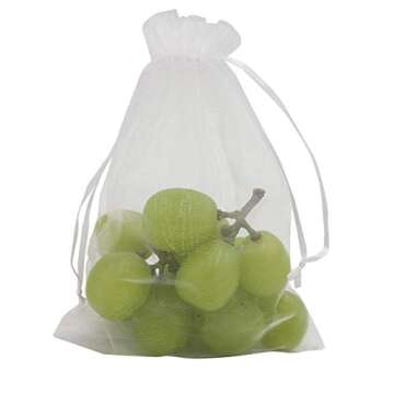 Wudygirl 100pcs 5X7 Inches White Organza Bags Christmas Drawstring Pouches Party Wedding Favor Bags Goodie bags(White 5x7)