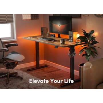 FEZIBO Electric Standing Desk, 48 x 24 Inches Height Adjustable Stand up Desk, Sit Stand Home Office Desk, Computer Desk, Rustic Brown
