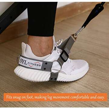 SYL Fitness Glute Workout Kickback Strap – Booty Building and Workout Trainer – Home and Gym Leg Resistance Booty Bands for Cable Machines (Gray, Single Pack)