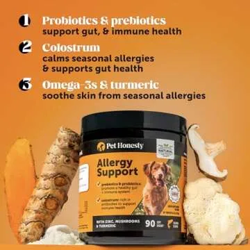 Pet Honesty Dog Allergy Itch Relief - Advanced Itch Supplement with Probiotics for Dogs - Immune Support & Skin Relief for Seasonal Allergies - Natural Itchy Skin & Paw Relief - (Peanut Butter, 90 Ct)