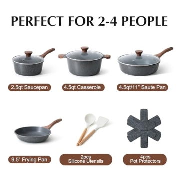 SENSARTE Nonstick Cookware Set 13-Piece with Granite