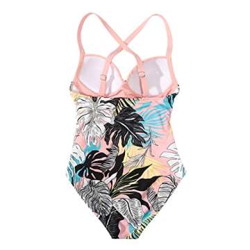 SUUKSESS Women Sexy Cutout One Piece Swimsuits Push Up High Waisted Monokini Bathing Suits (Pink Floral, L)