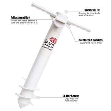 Beach Essentials - Umbrella Sand Anchor - The Perfect ‘One Size Fits All’ Windproof Base