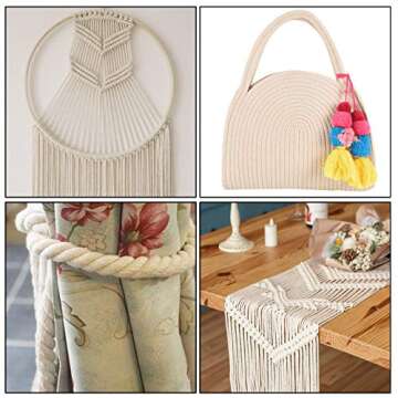 Hdviai Cotton Cord 8mm x 20 Yards - Natural Unbleached Macrame Rope - 3 Strand Twisted Cotton Rope for Wall Hanging，DIY Craft Making，Plant Hangers，Knotting Decorative Projects (White)