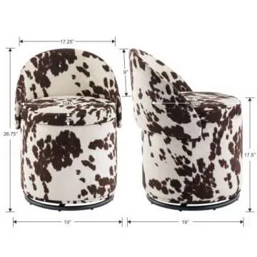 Ya-Home Modern Swivel Ottoman Vanity Chair, Linen Upholstered Barrel Chair Club Chair 360°Degree Sw...