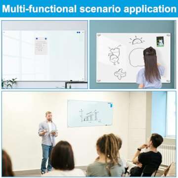 KIZZBY Glass Dry Erase White Board, 48"x36" Magnetic