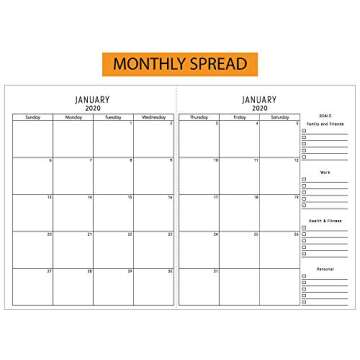 Planner 2019-2020 Academic Year Weekly & Monthly Planner (July 2019 - June 2020), Hardcover, Gold-Wire Binding, 9"x7" (Purse Size)