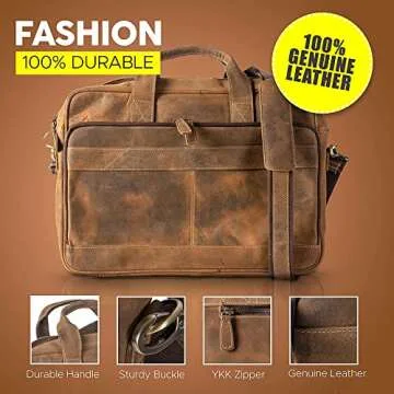 Leather briefcase 18 Inch Laptop Messenger Bags for Men and Women Best Office briefcase Satchel Bag