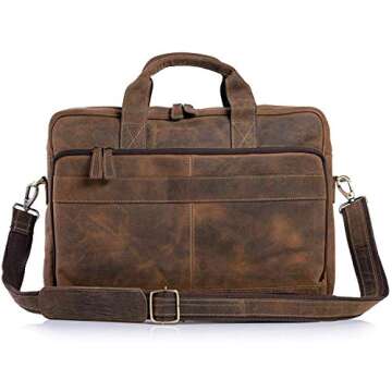 Leather briefcase 18 Inch Laptop Messenger Bags for Men and Women Best Office briefcase Satchel Bag