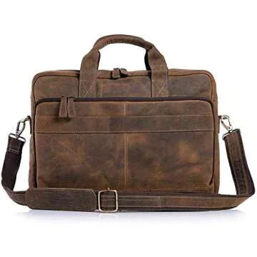 Leather briefcase 18 Inch Laptop Messenger Bags for Men and Women Best Office briefcase Satchel Bag