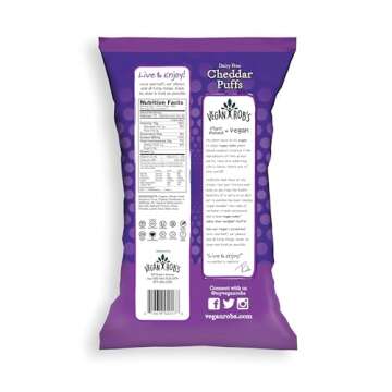 Vegan Rob's Cheddar Puffs - Crunchy, Plant-Based, and Delicious Snack (24 Bags)
