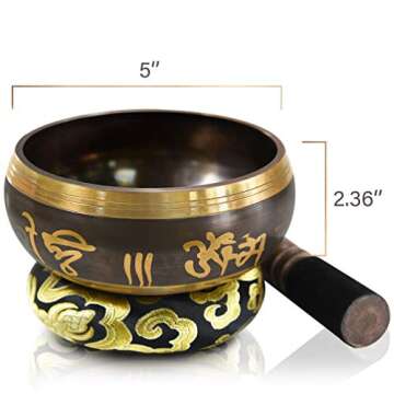 SOUNDANCE 5 Inch Tibetan Singing Bowl Set for Meditation Yoga Chakra Healing Relaxation Mindfulness ...