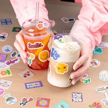 Combler Glass Cups with Lids and Straws, 16 oz Iced Coffee Cup with Dome Lids, Clear Glass Coffee Cups Set of 2, Glass Tumbler with Straw for Coffee Bar Accessories Gift, House Warming Gifts New Home