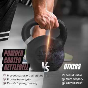 Yes4All Powder Coated Cast Iron Kettlebell Single Brown - 14 KG / 31 LB Strength Training Kettlebells Weight Set for Full Body Workout, Home Gym
