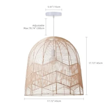 Arturesthome Rattan Pendant Light Fixture for Home Decor