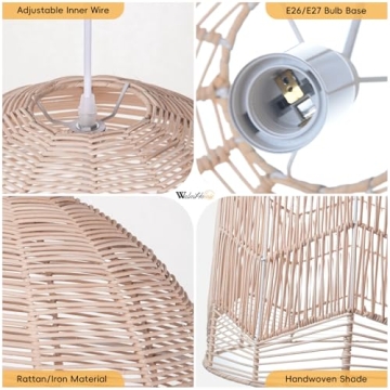 Arturesthome Rattan Pendant Light Fixture for Home Decor