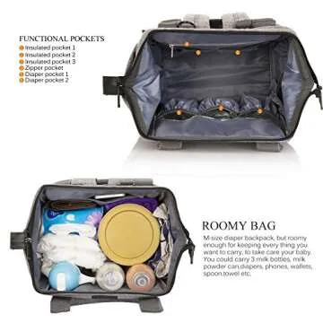 CoolBELL Baby Diaper Backpack With Insulated Pockets/S-Size Multi-functional Baby Bag/Water-resistant Travel Knapsack/Nappy Handbag Include Changing Pad And Insulated Pouch (Black)