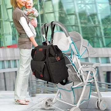 CoolBELL Baby Diaper Backpack With Insulated Pockets/S-Size Multi-functional Baby Bag/Water-resistant Travel Knapsack/Nappy Handbag Include Changing Pad And Insulated Pouch (Black)