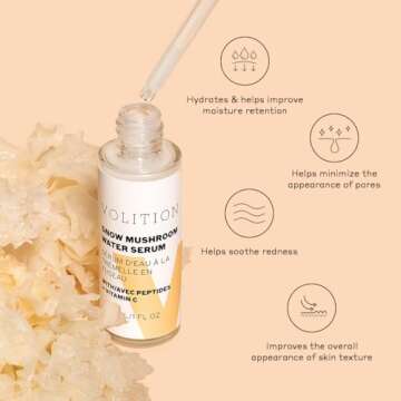 Volition Beauty Snow Mushroom Water Facial Serum - Hydrating Face Serum Improves Moisture Retention ...