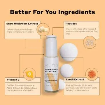 Volition Beauty Snow Mushroom Water Facial Serum - Hydrating Face Serum Improves Moisture Retention While Minimizing Look of Pores & Fine Lines (30ml / 1 fl oz)