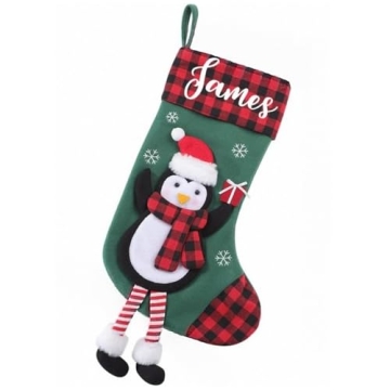 Dreamdecor Personalized Christmas Stockings with Name - Buffalo Plaid Holiday Decor